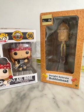 Axl Rose Funko Pop & Dwight Schrute Bobblehead - Red, Black, Brown, Yellow